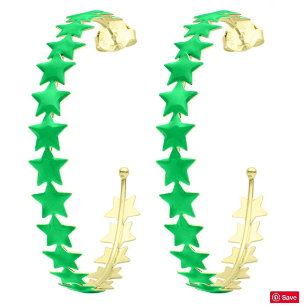 Sheila Fajl Small Corona Star Hoops Green